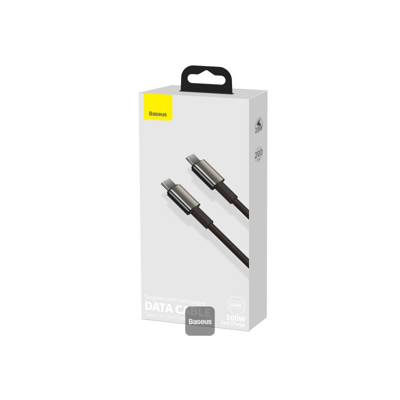 Baseus dátový kábel Tungsten Gold USB-C/USB-C 2m 100W čierny