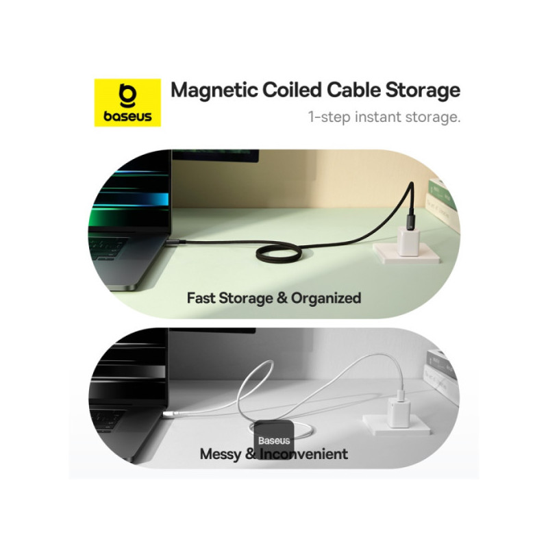 Baseus dátový magnetický kábel Tungsten Gold USB-C/USB-C 1m 100W čierny