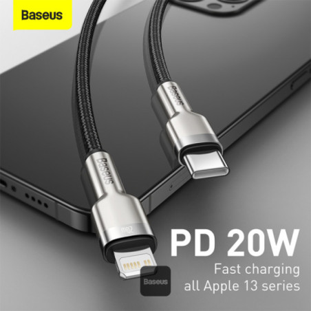 Baseus dátový kábel Cafule USB-C na Lightning 0,25 PD 20W čierny