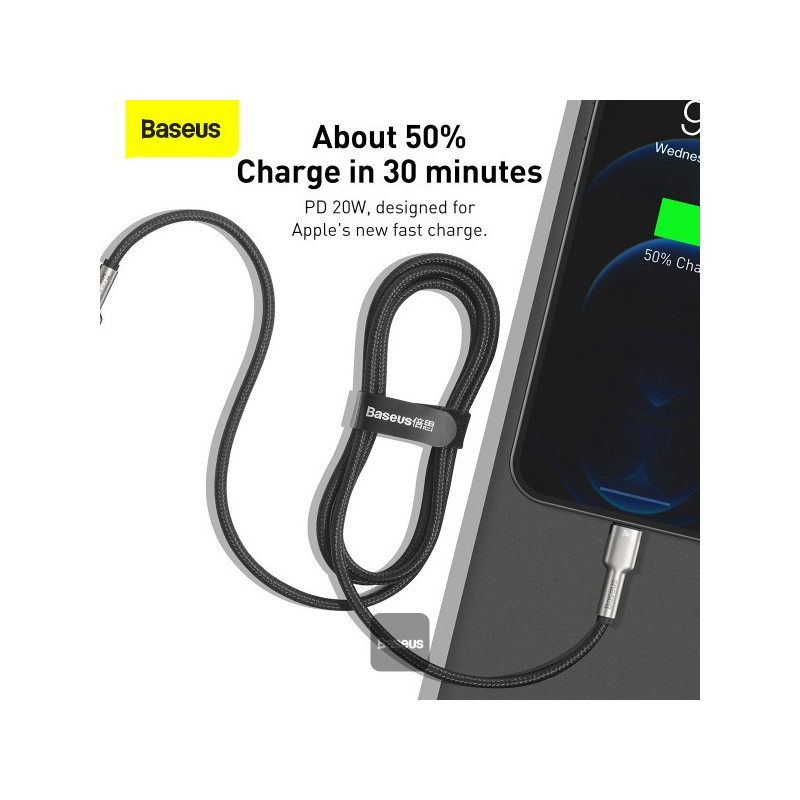 Baseus dátový kábel Cafule USB-C/Lightning 1m PD 20W čierny
