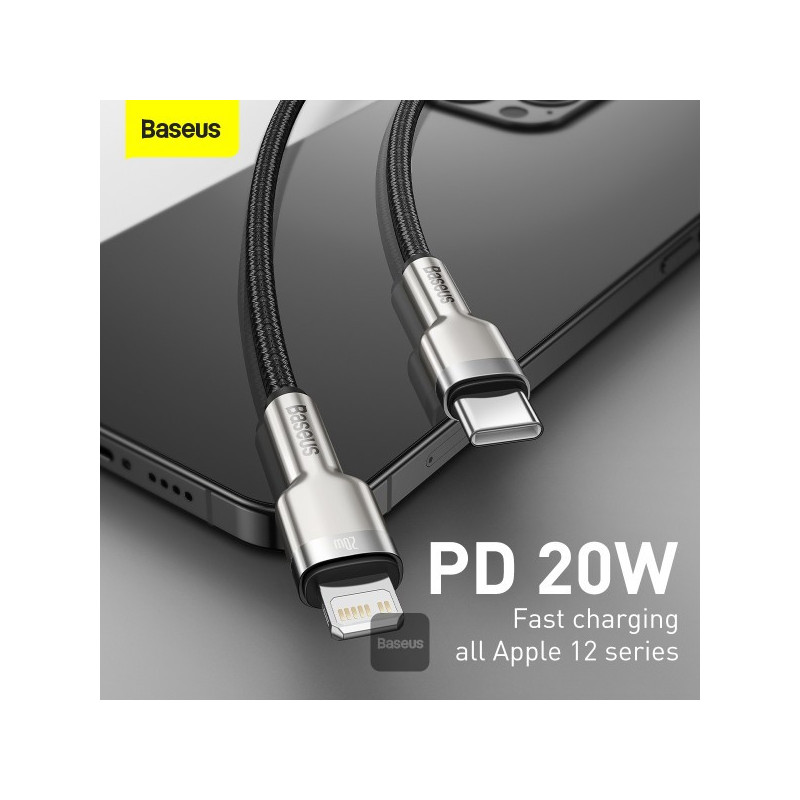 Baseus dátový kábel Cafule USB-C/Lightning 1m PD 20W čierny