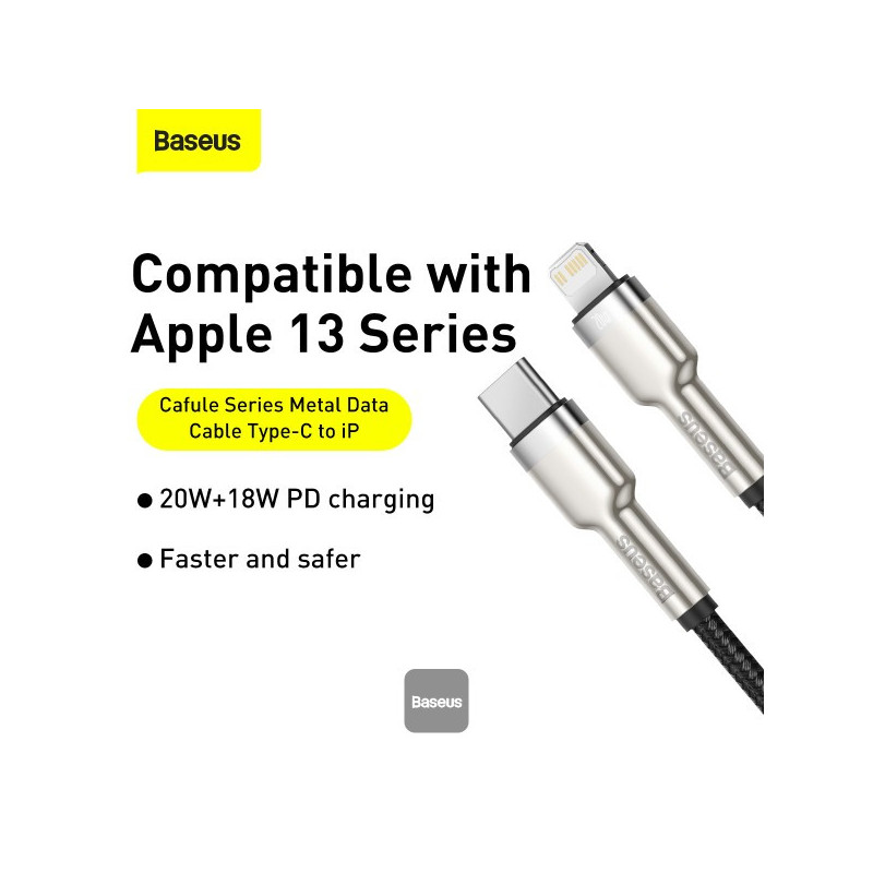 Baseus dátový kábel Cafule USB-C/Lightning 1m PD 20W čierny