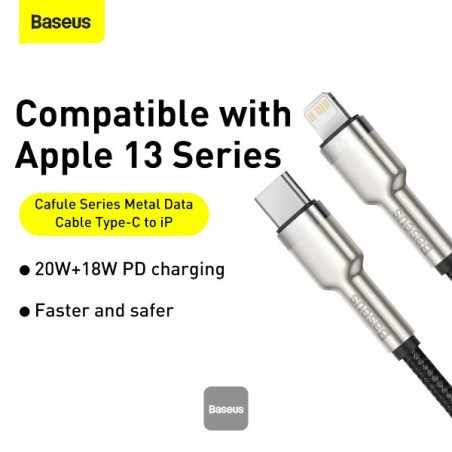 Baseus dátový kábel Cafule USB-C/Lightning 1m PD 20W čierny