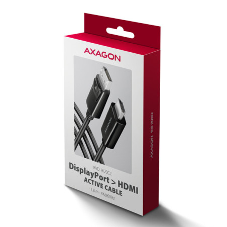 AXAGON RVD-HI20C2, DisplayPort → HDMI 2.0b redukcia / kábel 1.8m, 4K/60Hz