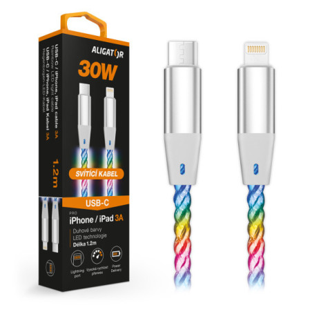 ALIGATOR Dátový kábel LIGHT 3A, 30W USB-C/Lightning 1,2m