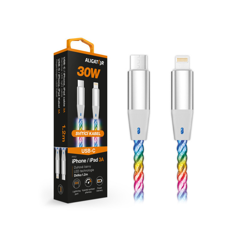 ALIGATOR Dátový kábel LIGHT 3A, 30W USB-C/Lightning 0,5m
