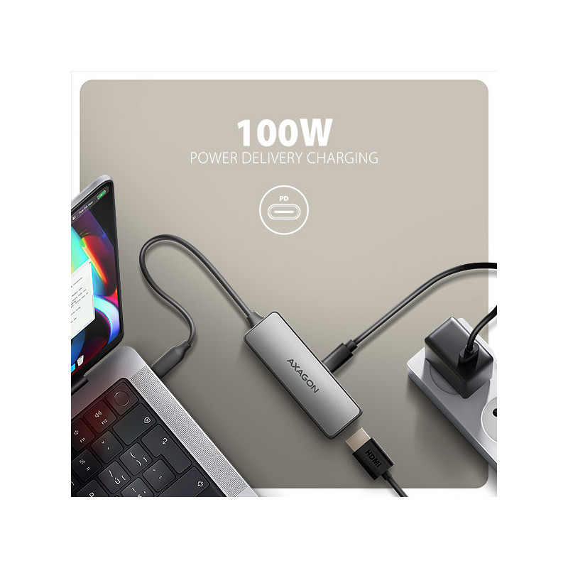 AXAGON RVC-HI8KPD, USB-C → HDMI 2.1 redukcia/adapter, 8K/60Hz, 4K/144Hz, HDR10+, PD100W