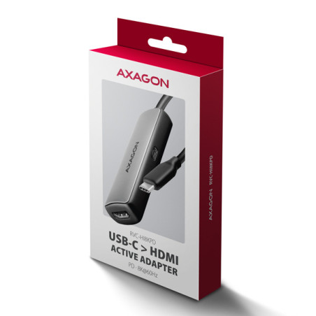 AXAGON RVC-HI8KPD, USB-C → HDMI 2.1 redukcia/adapter, 8K/60Hz, 4K/144Hz, HDR10+, PD100W