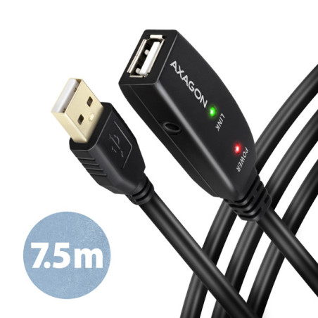 AXAGON ADR-207, USB 2.0 A-M → A-F aktívny predlžovací / repeater kábel, 7.5m
