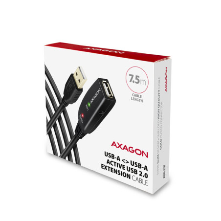 AXAGON ADR-207, USB 2.0 A-M → A-F aktívny predlžovací / repeater kábel, 7.5m