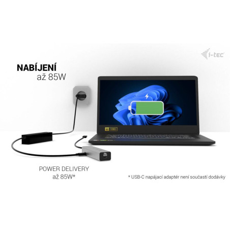 i-tec USB-C Charging Metal HUB 5port s USB-C video 8K, Power Delivery 85W