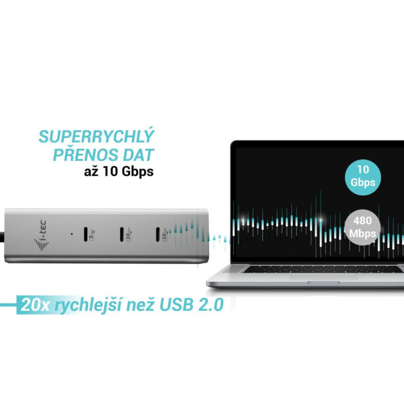 i-tec USB-C Charging Metal HUB 5port s USB-C video 8K, Power Delivery 85W
