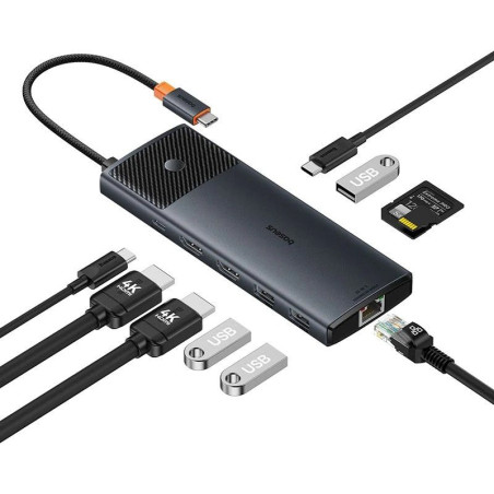 Baseus Metal Gleam II Series 10v1 USB-C HUB Dokovacia Stanica Cosmic Black