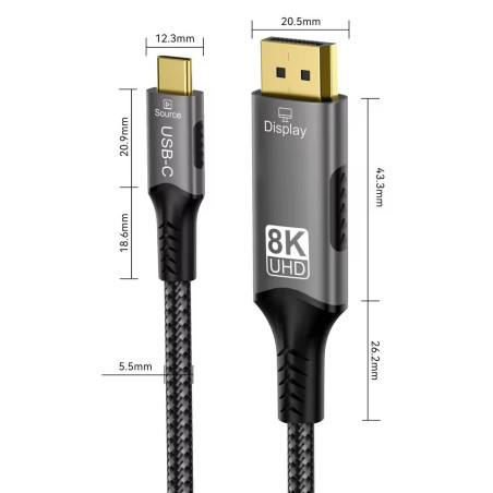 PremiumCord USB-C na DP 1.4, 2m