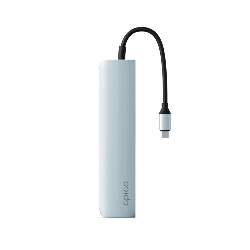 Epico 6v1 hliníkový USB-C 8K hub - modrá