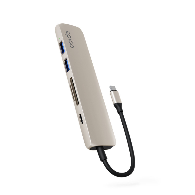 Epico 6v1 hliníkový USB-C 8K hub - biela
