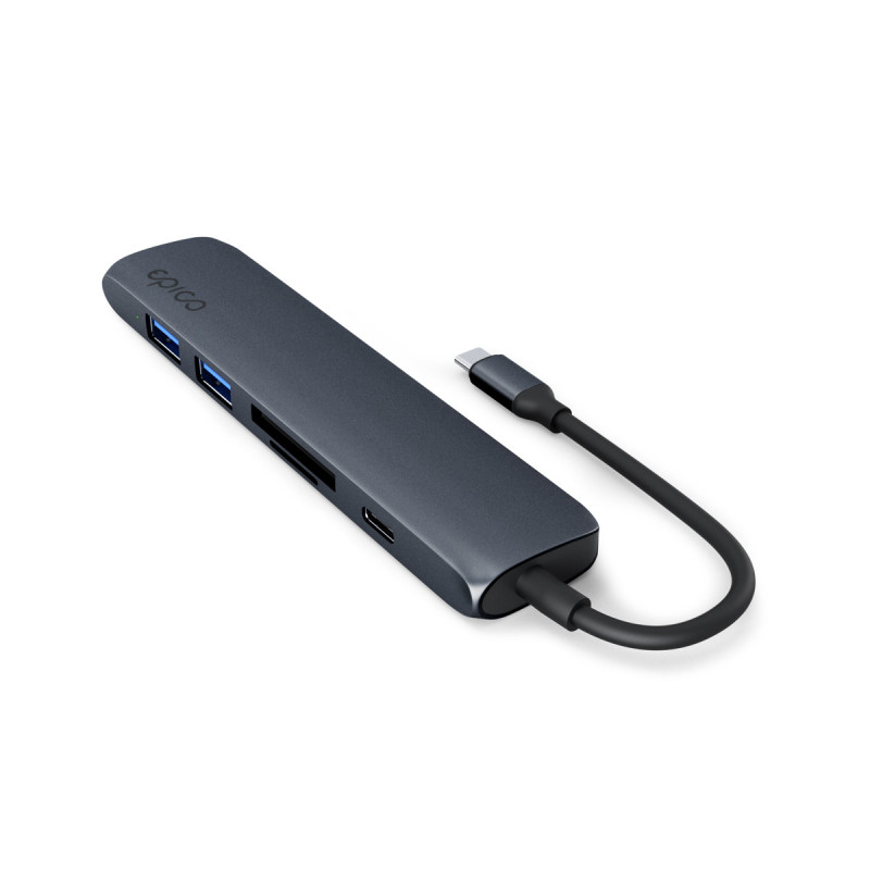 Epico 7v1 hliníkový USB-C 8K hub - atramentová