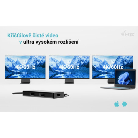 i-tec USB-C Triple 4K HDMI Video adaptér, Power Delivery 100W