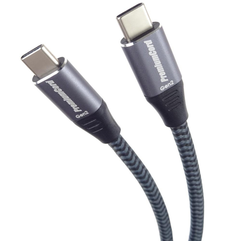 PremiumCord USB-C kábel (USB 3.2 GEN 2x2, 5A, 100W, 10Gbit/s) čierny 5m