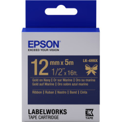 Epson zásobník so štítkami – saténový pásik, LK-4HKK, zlatá / námornícka modrá, 12 mm (5 m)
