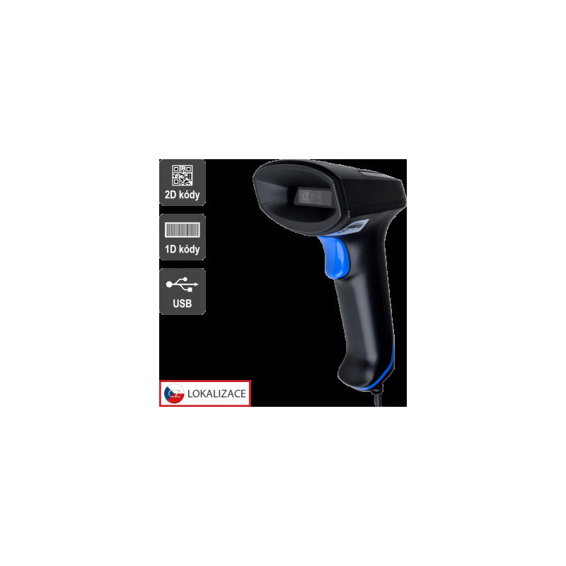 CCD 2D čítačka Virtuos HT-851A, USB (klávesnica/RS-232 emulácia), bez stojančeka, čierna