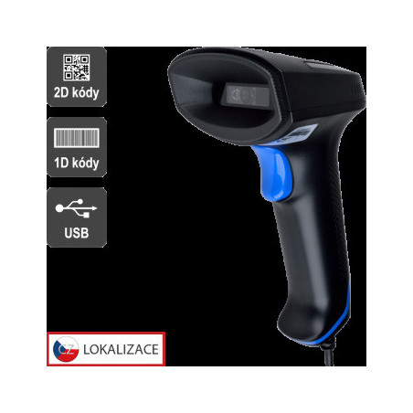 CCD 2D čítačka Virtuos HT-851A, USB (klávesnica/RS-232 emulácia), bez stojančeka, čierna