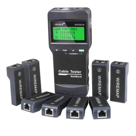 W-Star Tester káblov WSNF8108M, RJ45, testuje dĺžku káblov, chyby na vedení, až 8 prijímačov