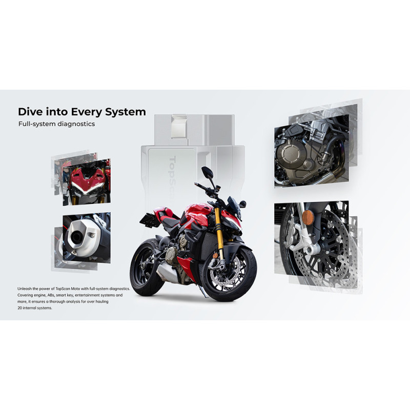 TOPDON diagnostické zariadenie TopScan Moto/ Bluetooth/ iOS/ Android/ Detekcia softvéru a hardvéru chýb