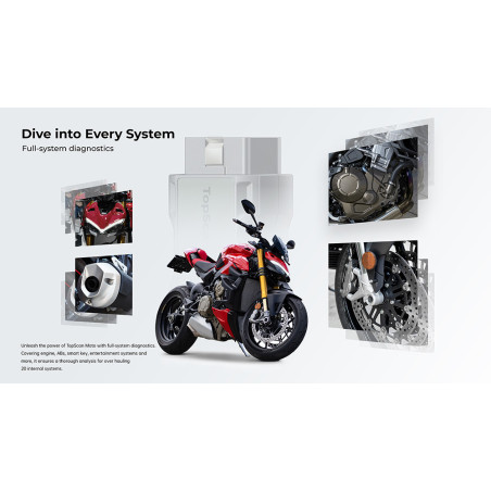 TOPDON diagnostické zariadenie TopScan Moto/ Bluetooth/ iOS/ Android/ Detekcia softvéru a hardvéru chýb