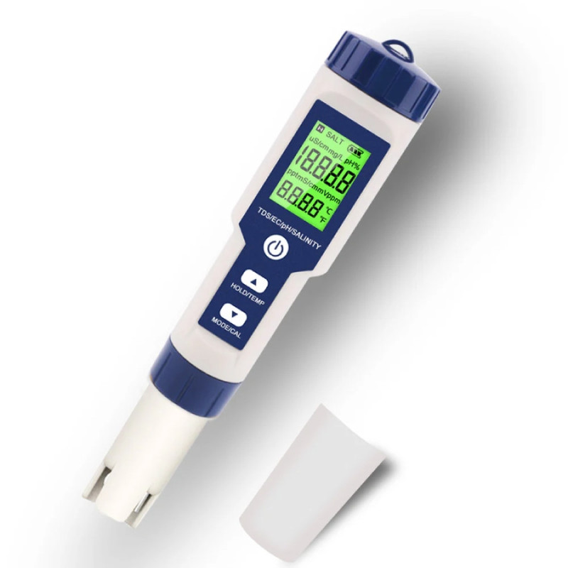 W-Star Tester vody 5v1 EZ9909SP na pH, vodivosť, TDS a salinitu pre bazény, studne