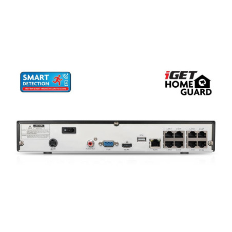iGET HGNVK85304 - Kamerový PoE FullHD set, 8CH NVR + 4x IP 1080p kamera, SMART detekcia, W/M/Andr/iOS
