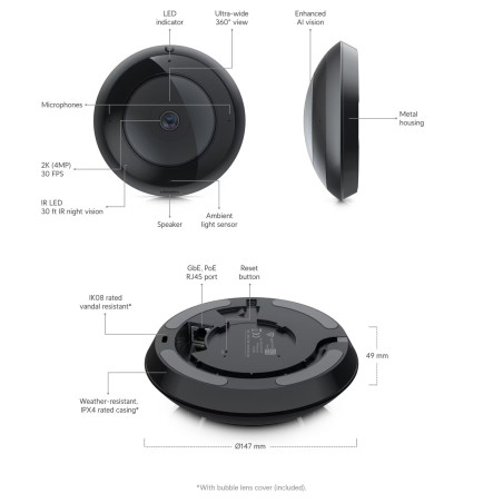 Ubiquiti UVC-AI-360, UniFi Protect AI 360, čierna