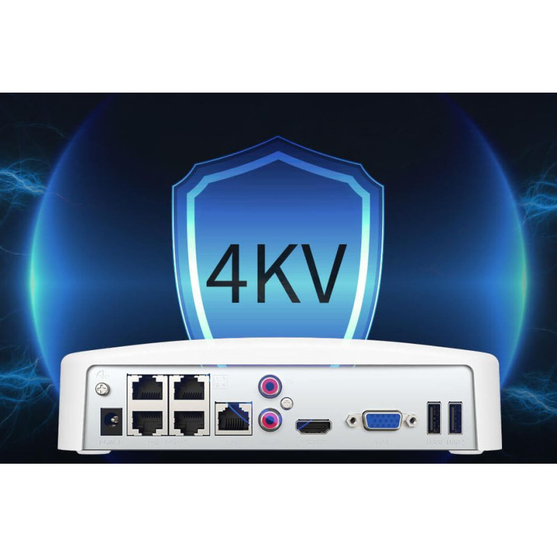 Tenda N6P-4H - PoE kamerový 4K NVR rekordér, 4 kanály, H.265+, OnViF, zvuk, web. rozhranie, CZ app