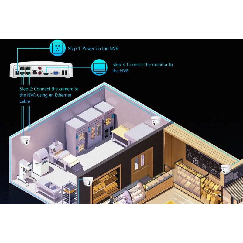 Tenda K4P-4TR - PoE kamerový set 4Mpx, 4CH NVR + 4x IP kamera 4Mpx, IP67, zvuk, web. rozhranie, CZ app