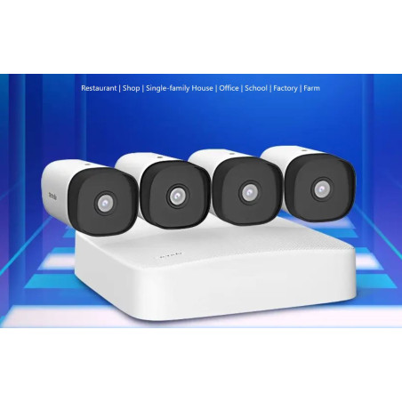 Tenda K4P-4TR - PoE kamerový set 4Mpx, 4CH NVR + 4x IP kamera 4Mpx, IP67, zvuk, web. rozhranie, CZ app