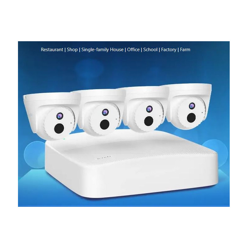 Tenda K4P-4CR - PoE kamerový set 4MPx, 4CH NVR + 4x IP kamera 4MPx, IP67, zvuk, web. rozhranie, CZ app