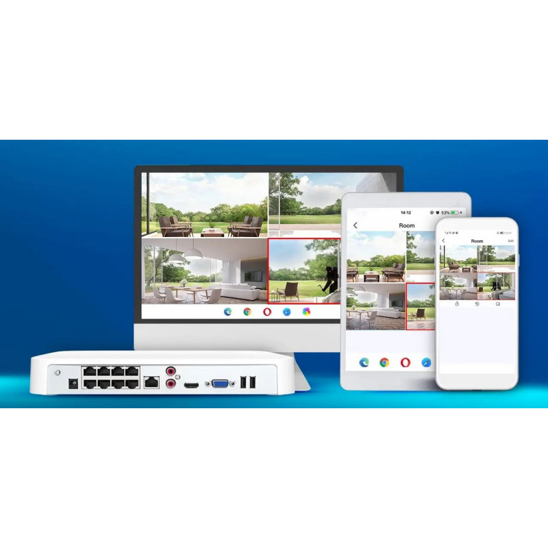 Tenda K8P-4CR - PoE kamerový set 4Mpx, 8CH NVR + 8x IP kamera 4Mpx IP67, zvuk, web. rozhranie, CZ app