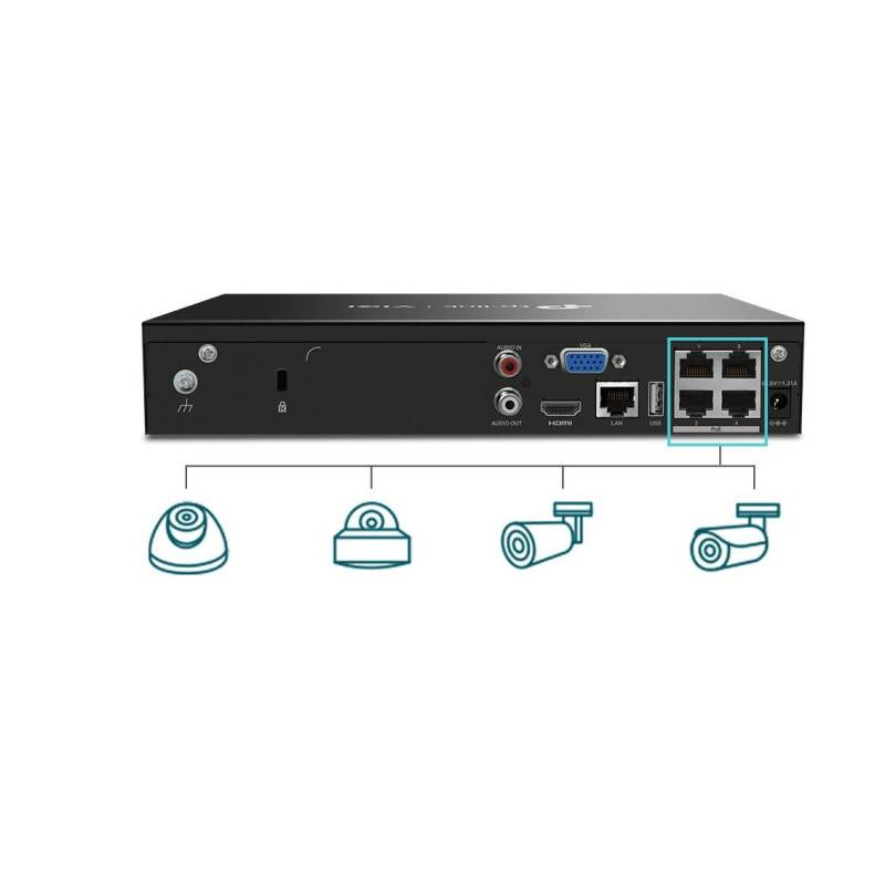 VIGI NVR1004H-4P-2TB 4 Channel PoE NVR 2TB HDD