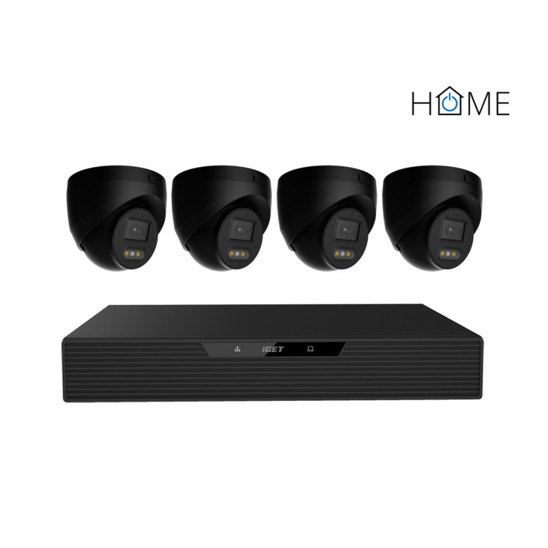 iGET HOME N85P4 - kamerový NVR PoE set 3K rozlíšenie, 8CH NVR + 4x kamera so zvukom, IR a LED