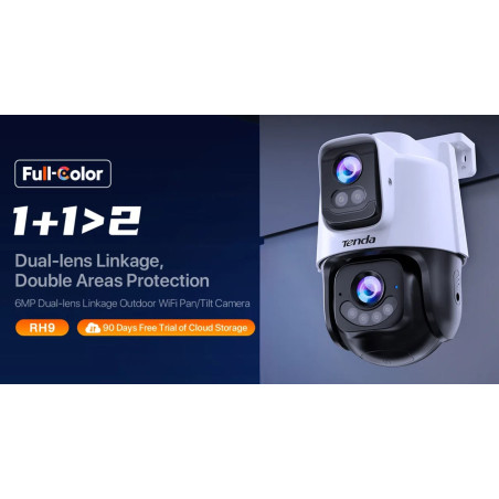 Tenda RH9-WCA - Vonkajšia otočná Dual Lens IP65 Wi-Fi 6 MPx kamera, nočná LED, audio, detekcia, CZ app