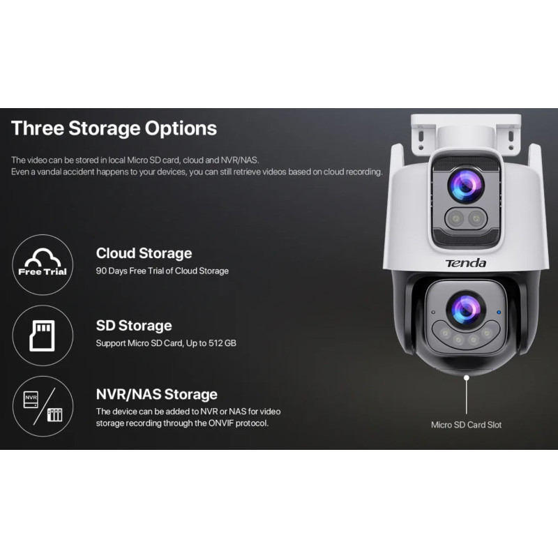 Tenda RH9-WCA - Vonkajšia otočná Dual Lens IP65 Wi-Fi 6 MPx kamera, nočná LED, audio, detekcia, CZ app