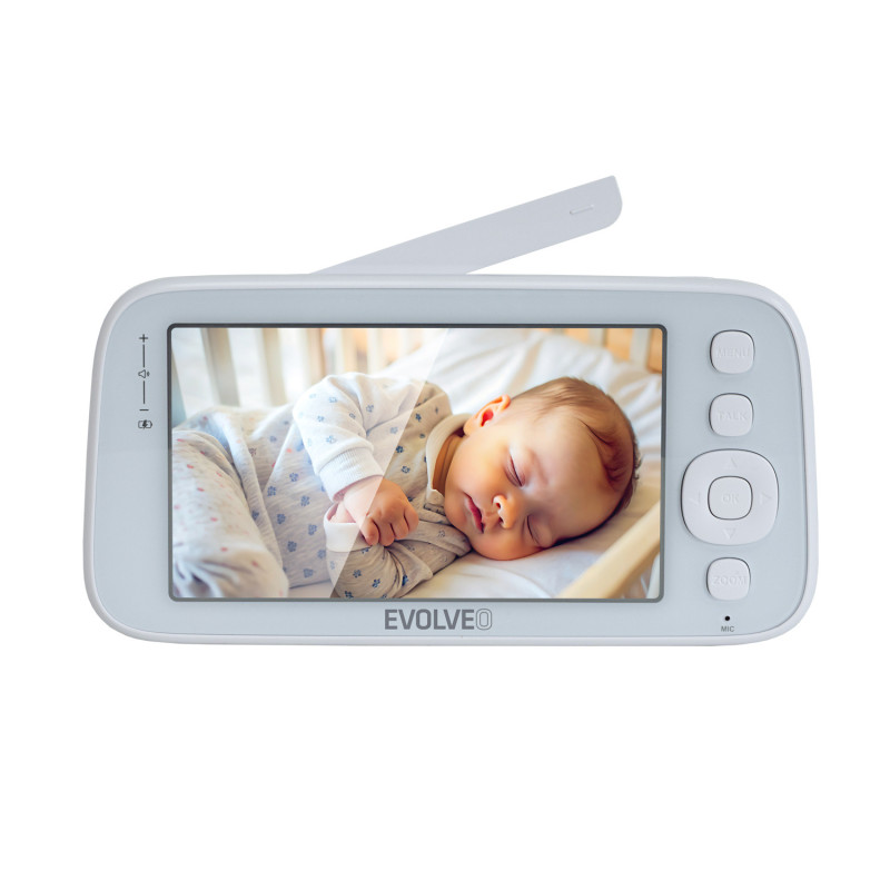 EVOLVEO Baby Monitor N5 - Set videoopatrovateľky s 360 ° dohľadom, obojsmernou komunikáciou a uspávankami,