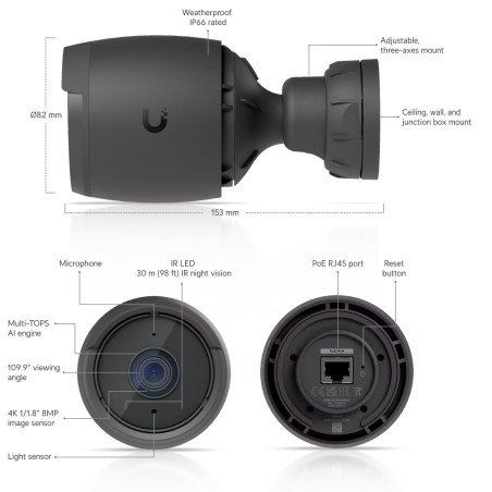 Ubiquiti UVC-G6-Bullet-B - UniFi Protect G6 Bullet, čierna