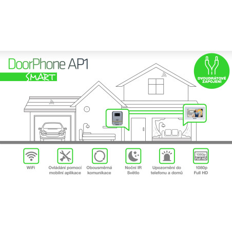 EVOLVEO DoorPhone AP1-2, drôtový videotelefón s aplikáciou, biely