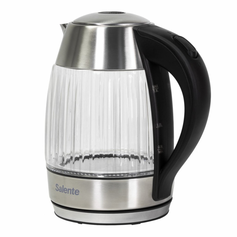 Salente StripeGlass, rýchlovarná kanvica 1,8 l, nerez/sklenená, červené podsvietenie