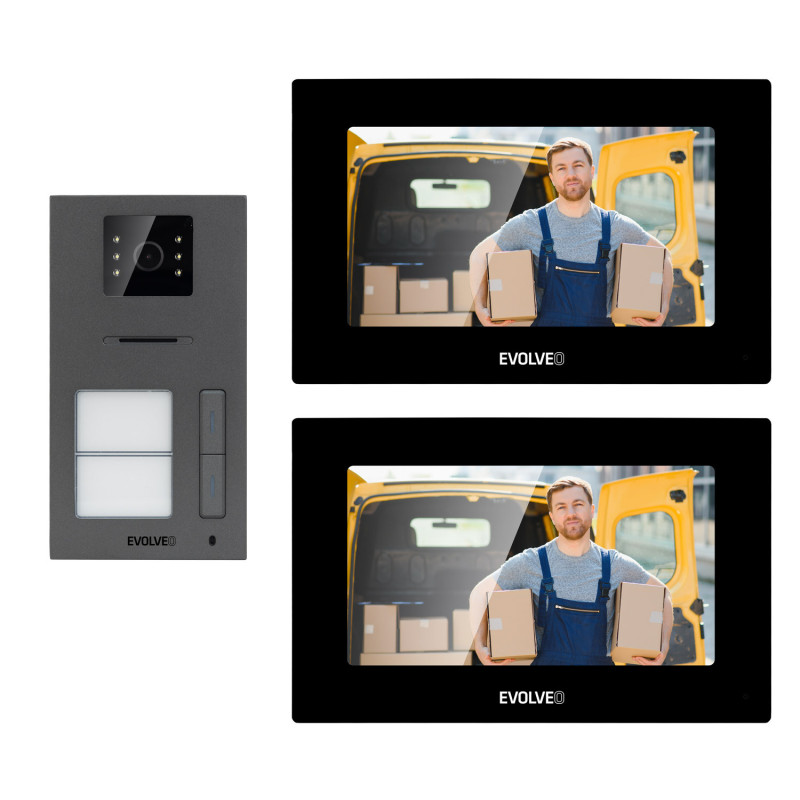 EVOLVEO DoorPhone AP2-2 drôtový videotelefón pre dva byty s aplikáciou, čierny
