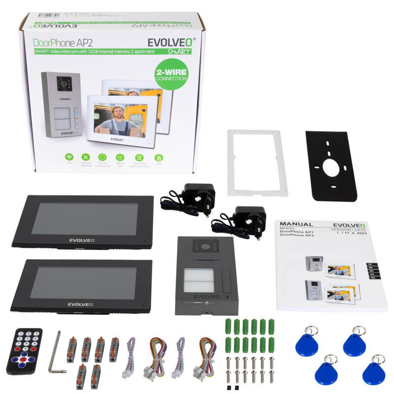 EVOLVEO DoorPhone AP2-2 drôtový videotelefón pre dva byty s aplikáciou, čierny