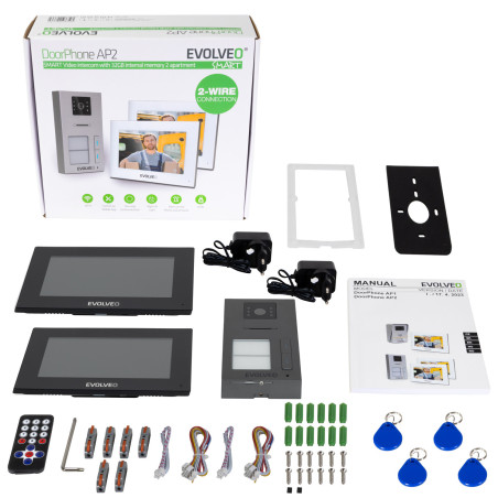 EVOLVEO DoorPhone AP2-2 drôtový videotelefón pre dva byty s aplikáciou, čierny