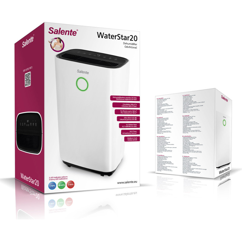 Salente WaterStar20, odvlhčovač vzduchu, 20l/deň, biely