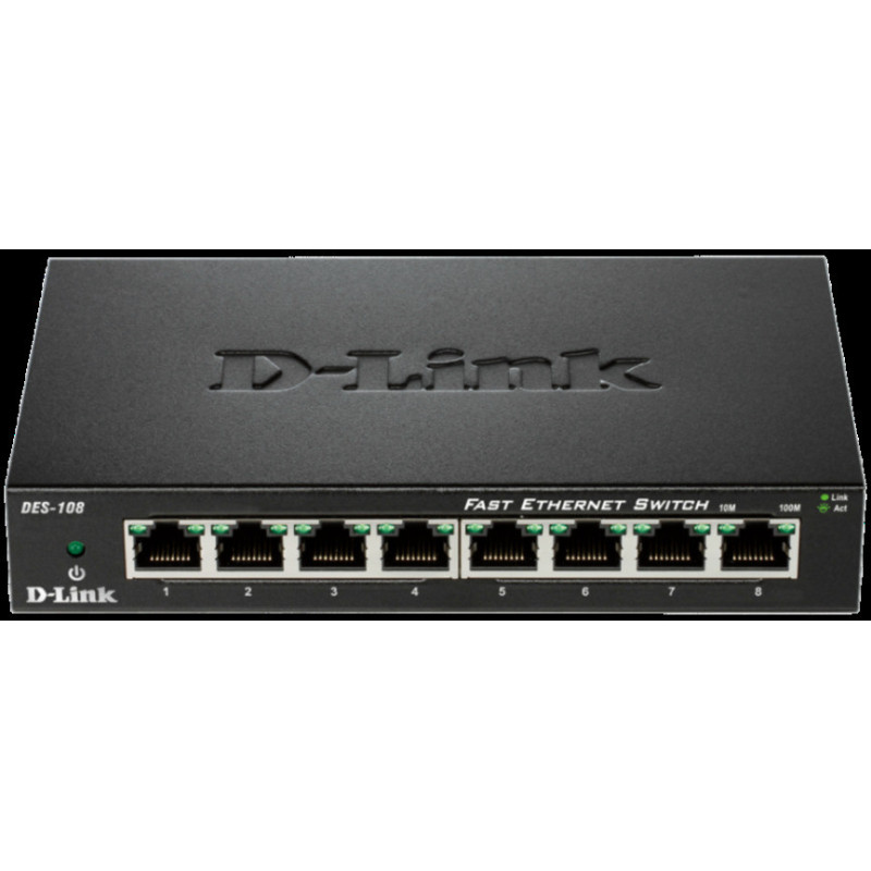 D-Link DES-108 kovový 8-port 10/100 Desktop Switch